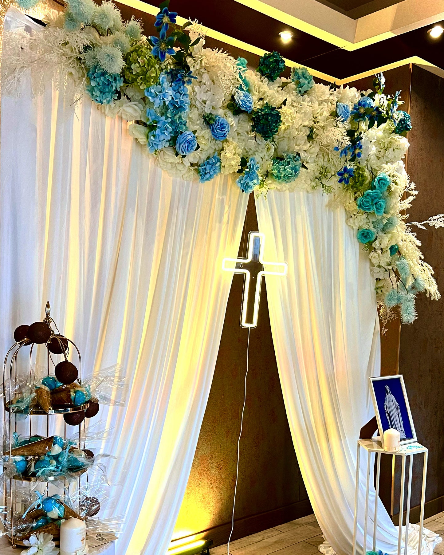 2PCS/set Artificial Wedding Arch Flowers Kit Boho Dusty Rose Blue Eucalyptus Garland Drapes for Wedding Decorations Welcome Sign