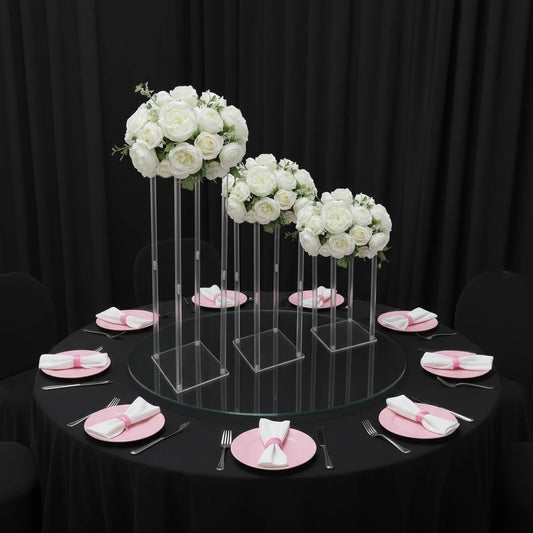 Colonnes Centre de Table Transparentes – Lot de 3 Supports Acryliques Élégants pour Mariage & Événement