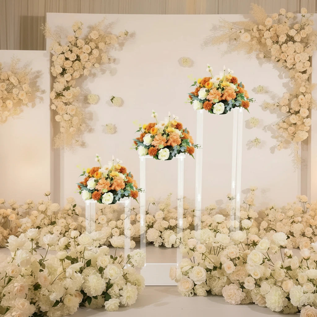 Colonnes Centre de Table Transparentes – Lot de 3 Supports Acryliques Élégants pour Mariage & Événement