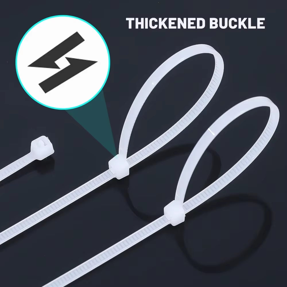 1000/100Pcs Nylon Cable Ties Self-Locking Cord Ties Straps Adjustable Cables Fastening Loop Home Office Wire Zip Ties Wholesale
