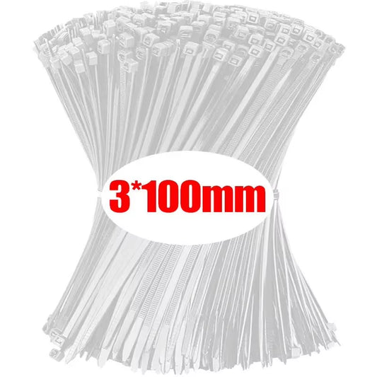 1000/100Pcs Nylon Cable Ties Self-Locking Cord Ties Straps Adjustable Cables Fastening Loop Home Office Wire Zip Ties Wholesale