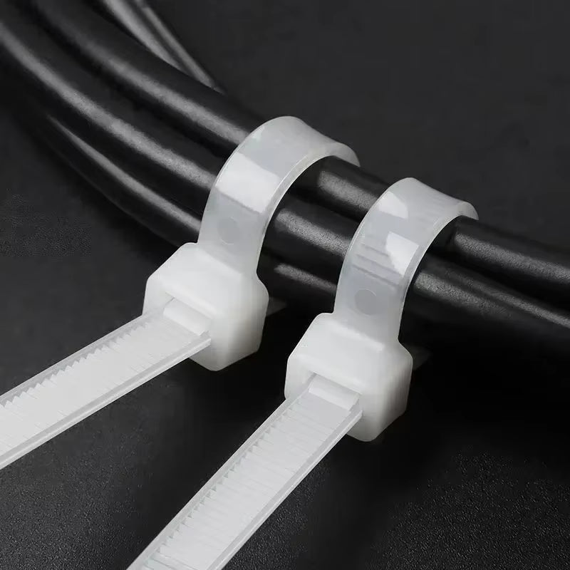 1000/100Pcs Nylon Cable Ties Self-Locking Cord Ties Straps Adjustable Cables Fastening Loop Home Office Wire Zip Ties Wholesale