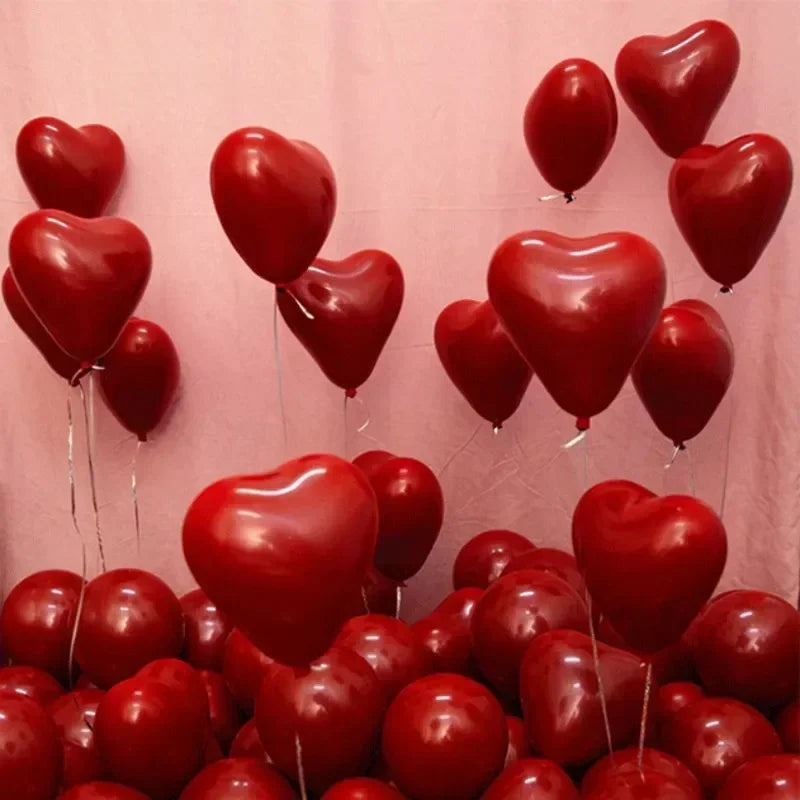 50/100pcs Red Heart Balloons Inflatable Latex Balloon for Valentine Day Wedding Party Anniversary Decoration Supplies Wholesale