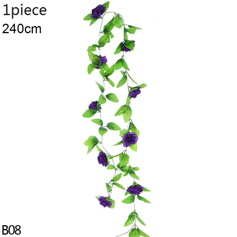 Wisteria Artificial Flower Vine Ivy Leaf Garland Silk Rose Flowers Rattan String Vine Wedding Arch Flower Home Garden Decoration