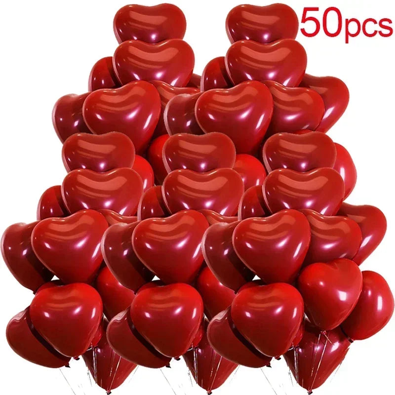 50/100pcs Red Heart Balloons Inflatable Latex Balloon for Valentine Day Wedding Party Anniversary Decoration Supplies Wholesale