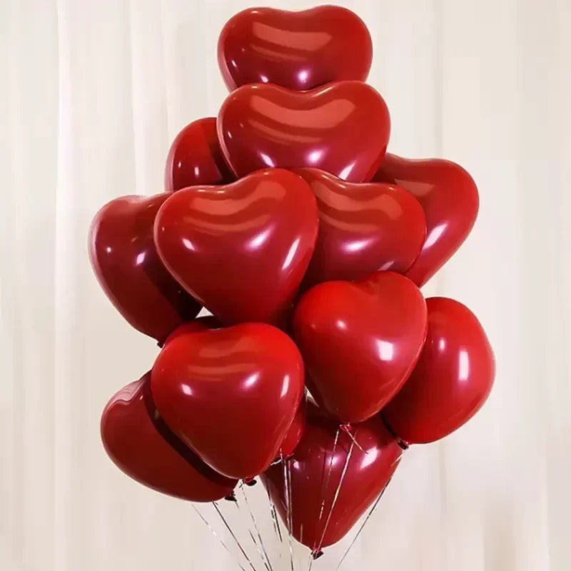 50/100pcs Red Heart Balloons Inflatable Latex Balloon for Valentine Day Wedding Party Anniversary Decoration Supplies Wholesale