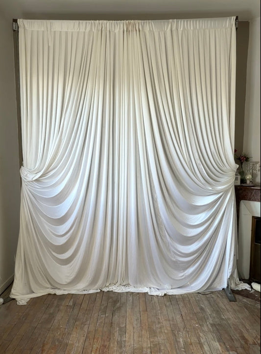 Rideau fond, bac drop mariage, fond blanc, décoration mariage, tissu arche, rideau événement, décoration fête, backdrop photo