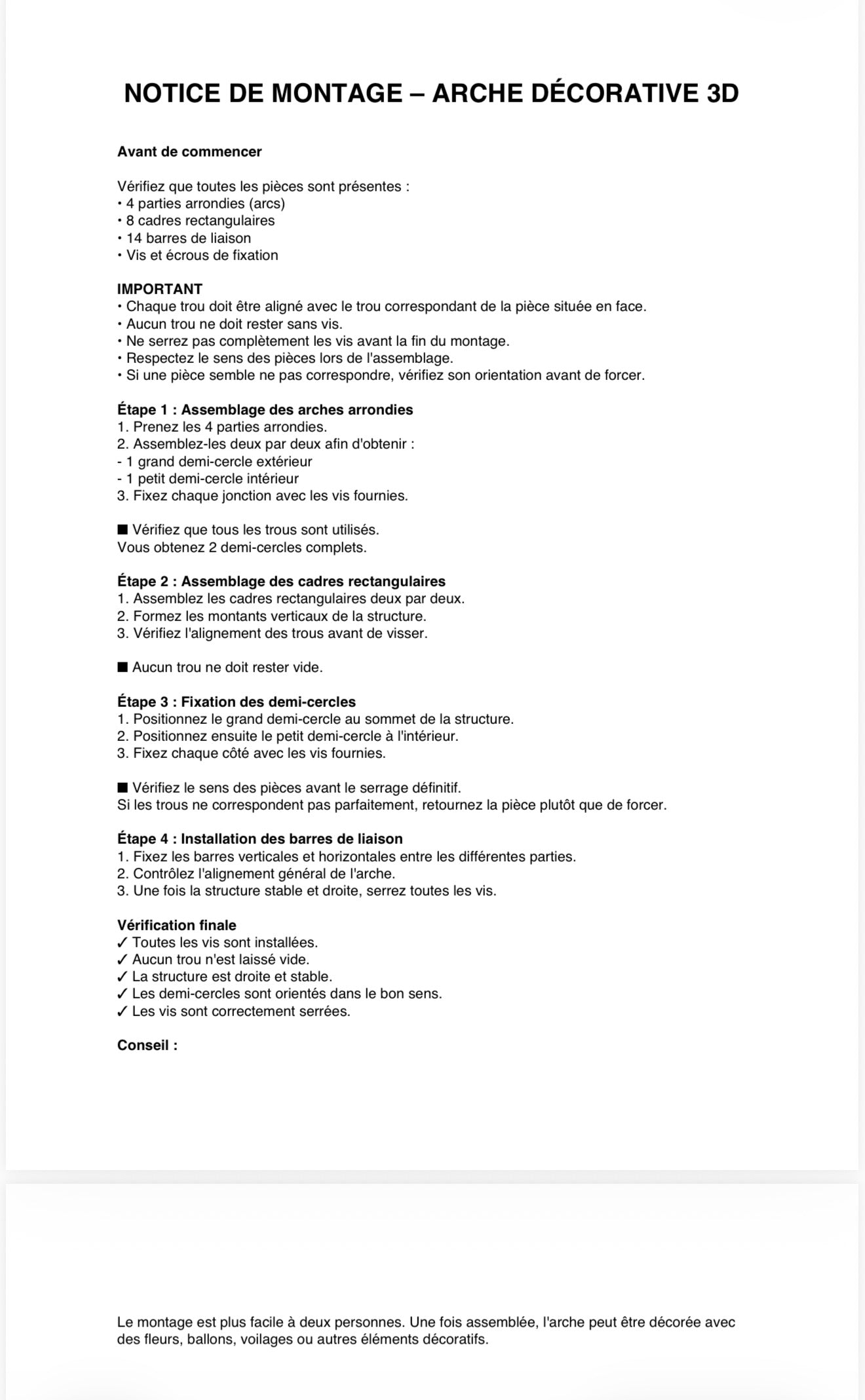 Arche de mariage rond blanche démontable