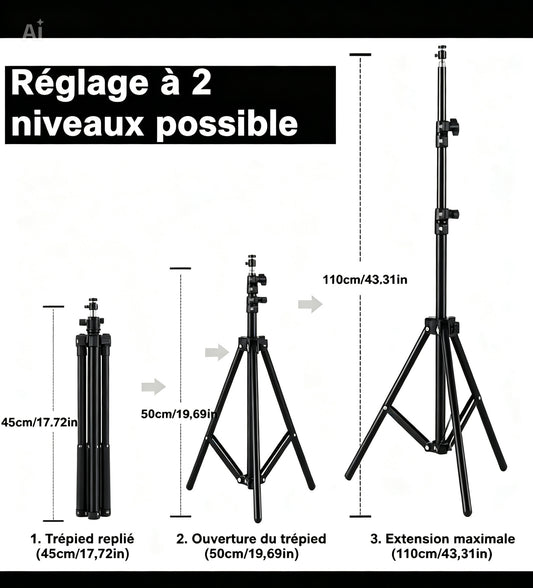 Support Trépied Réglable – Stabilité & Hauteur Ajustable pour Projecteur
