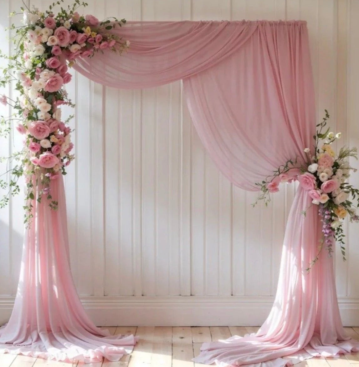 Voilage Blanc Élégant pour Arche de Mariage – Tissu 6M Décoration Cérémonie Chic & Raffinée /75cm X 6M Tull
