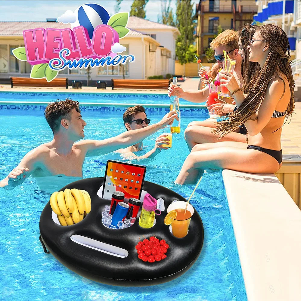 Bar Flottant Gonflable pour Piscine – Plateau Porte-Boissons & Snacks