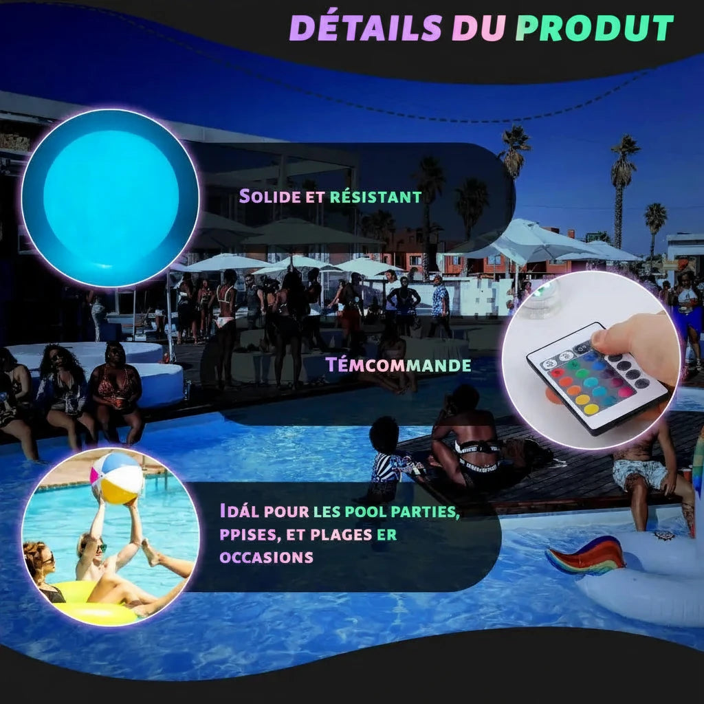 Ballon LED Flottant Multicolore – Ambiance Piscine & Jardin
