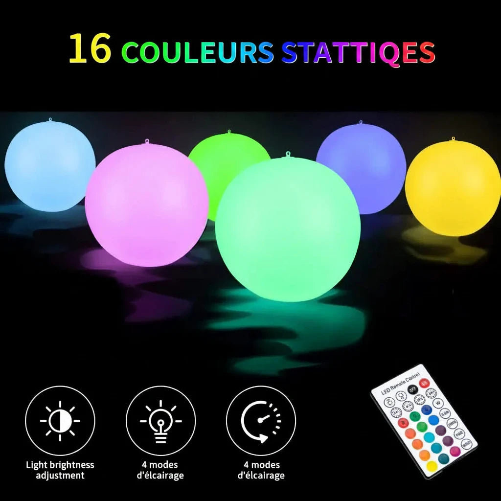 Ballon LED Flottant Multicolore – Ambiance Piscine & Jardin