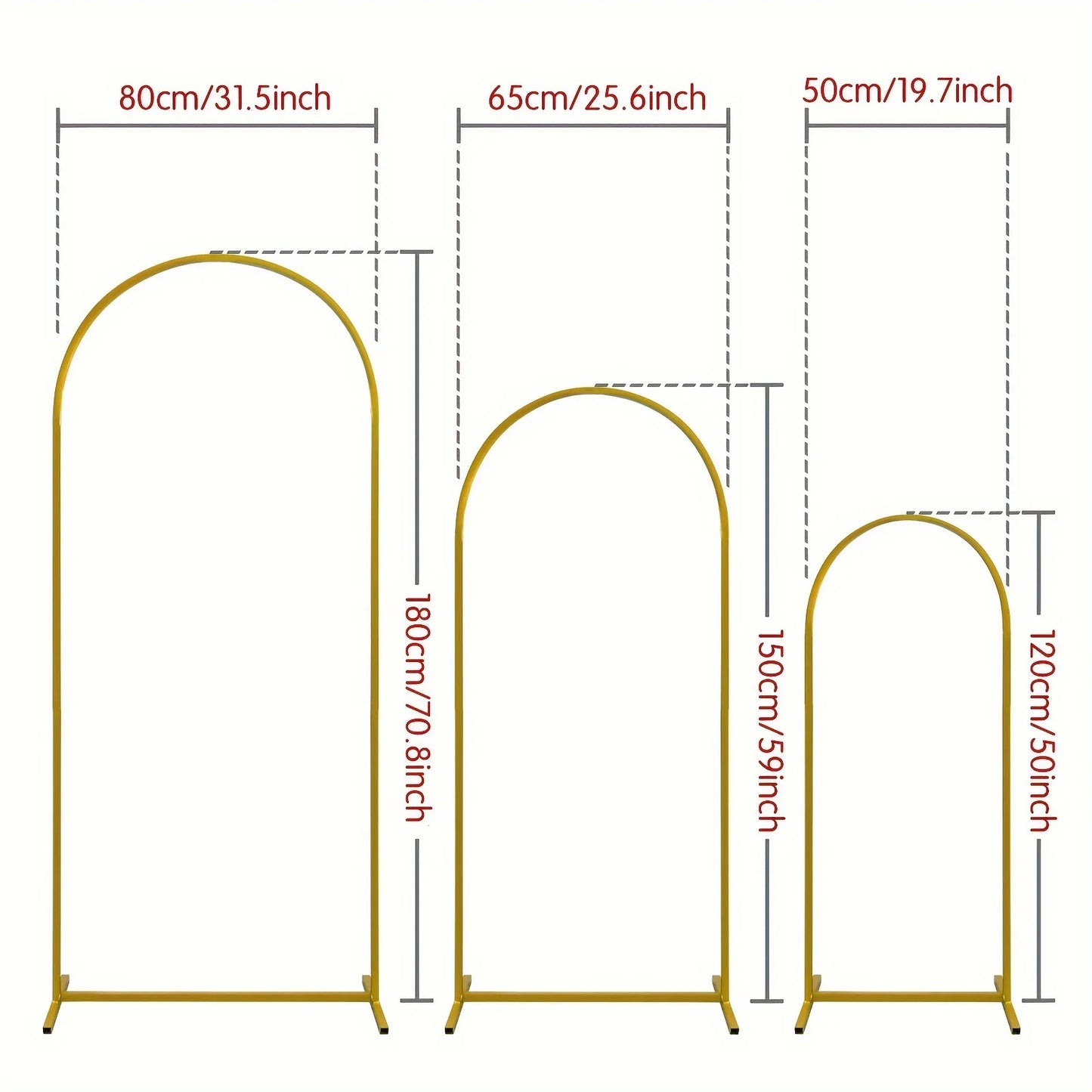 Arche de mariage dorée – Set de 3 supports métalliques élégants (cérémonie & décoration événement)