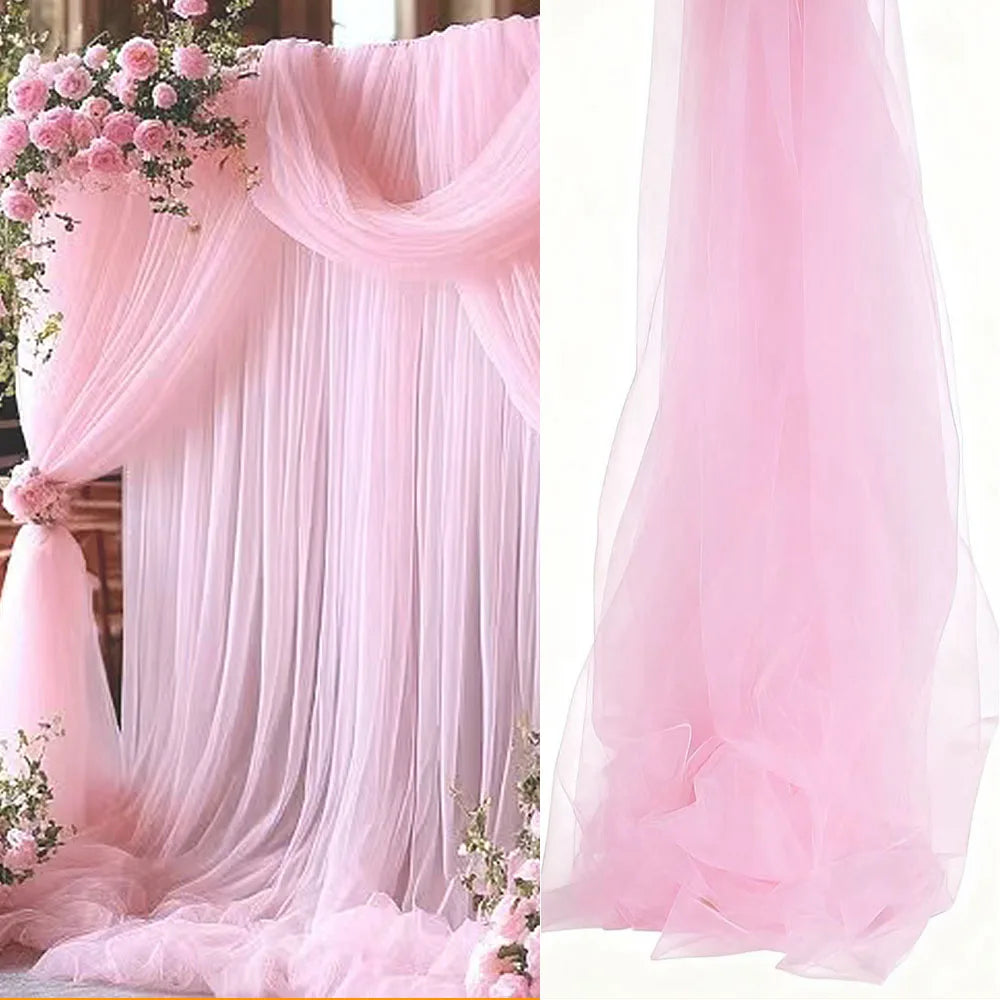 Voilage Blanc Élégant pour Arche de Mariage – Tissu 6M Décoration Cérémonie Chic & Raffinée /75cm X 6M Tull
