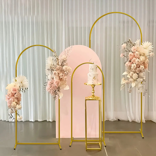 Arche de mariage dorée – Set de 3 supports métalliques élégants (cérémonie & décoration événement)