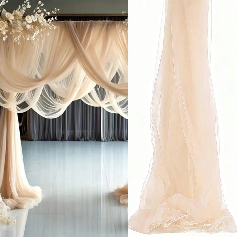 Voilage Blanc Élégant pour Arche de Mariage – Tissu 6M Décoration Cérémonie Chic & Raffinée /75cm X 6M Tull