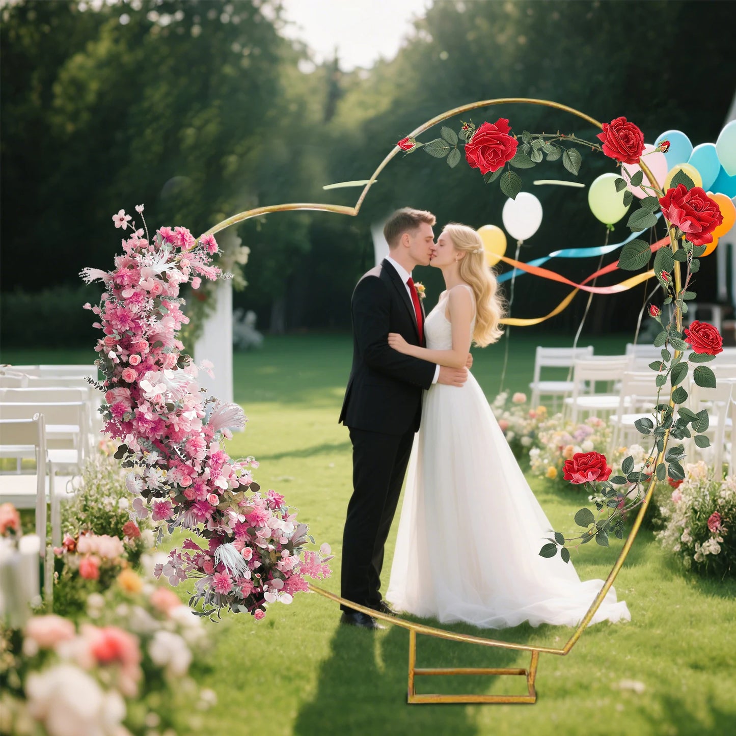 Arche Cœur Décoration Mariage – Support Métal Élégant pour Demande en Mariage & Événement