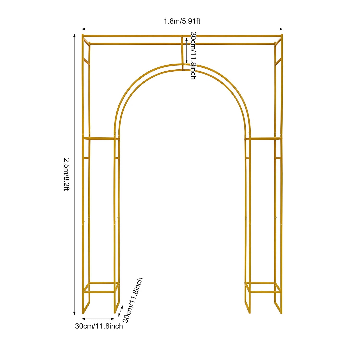 Arche de Mariage Dorée Premium 180x250 cm – Structure Métal Élégante pour Décoration Événement & Photobooth
