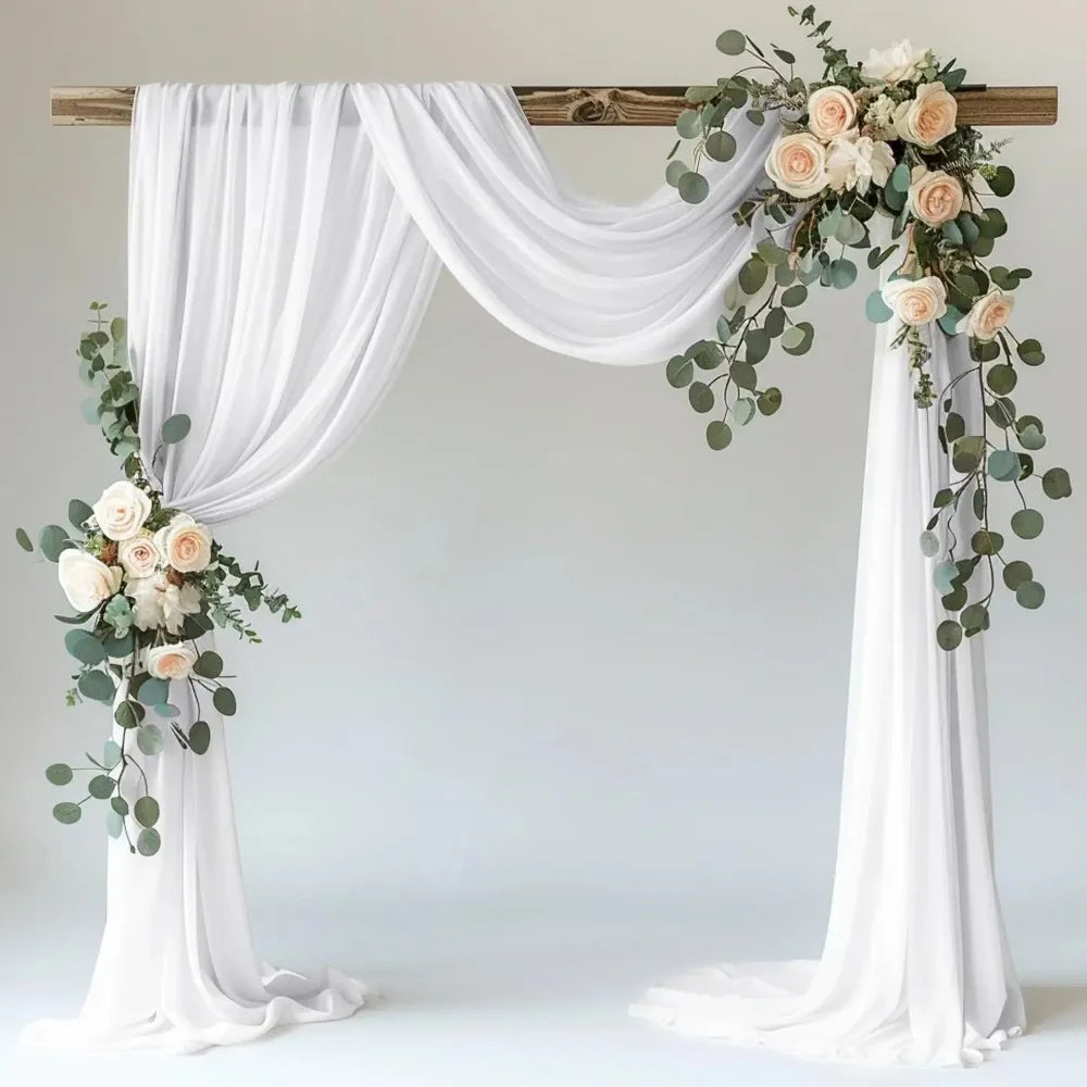 Voilage Blanc Élégant pour Arche de Mariage – Tissu 6M Décoration Cérémonie Chic & Raffinée /75cm X 6M Tull