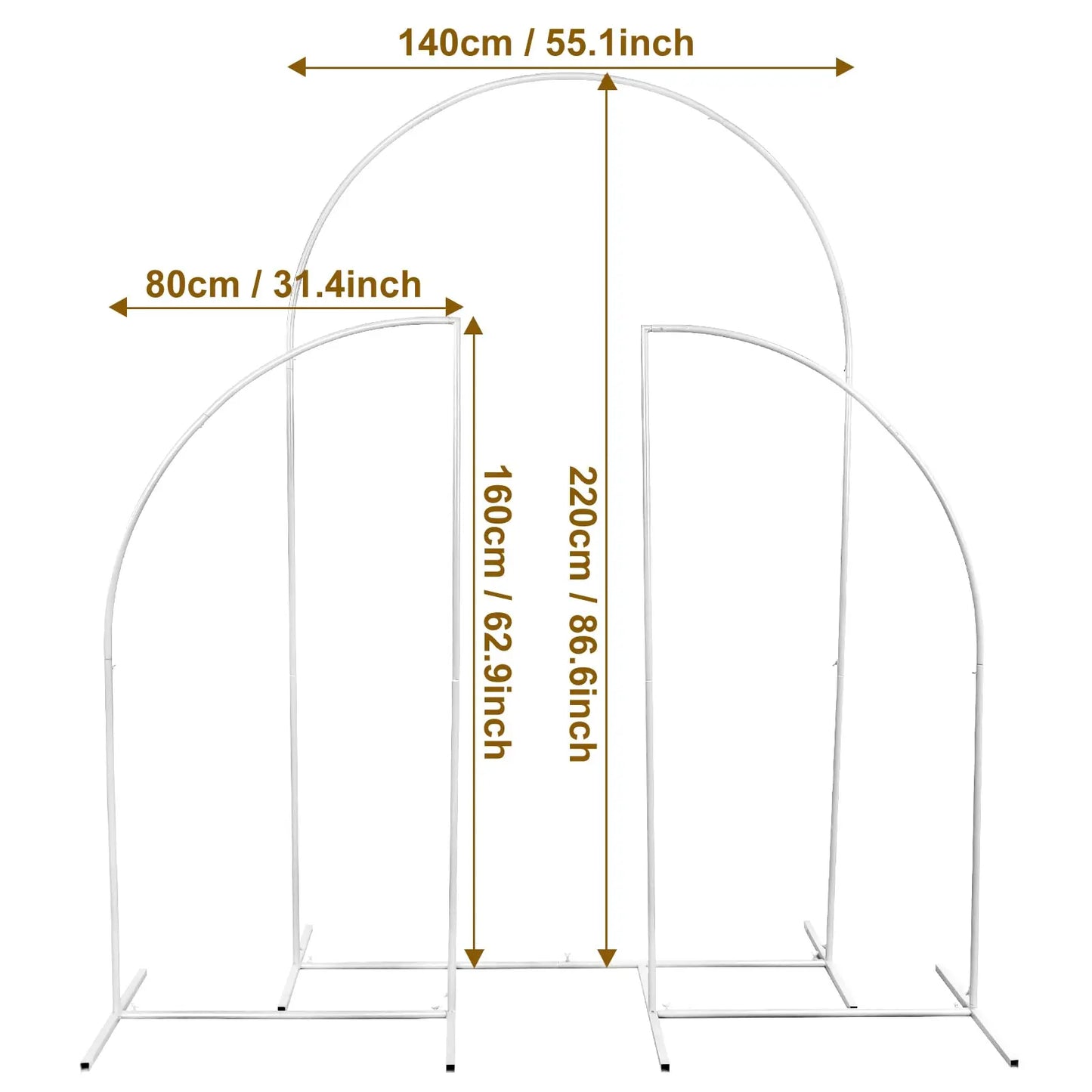 Arche de mariage dorée – Set de 3 supports métalliques élégants (cérémonie & décoration événement)