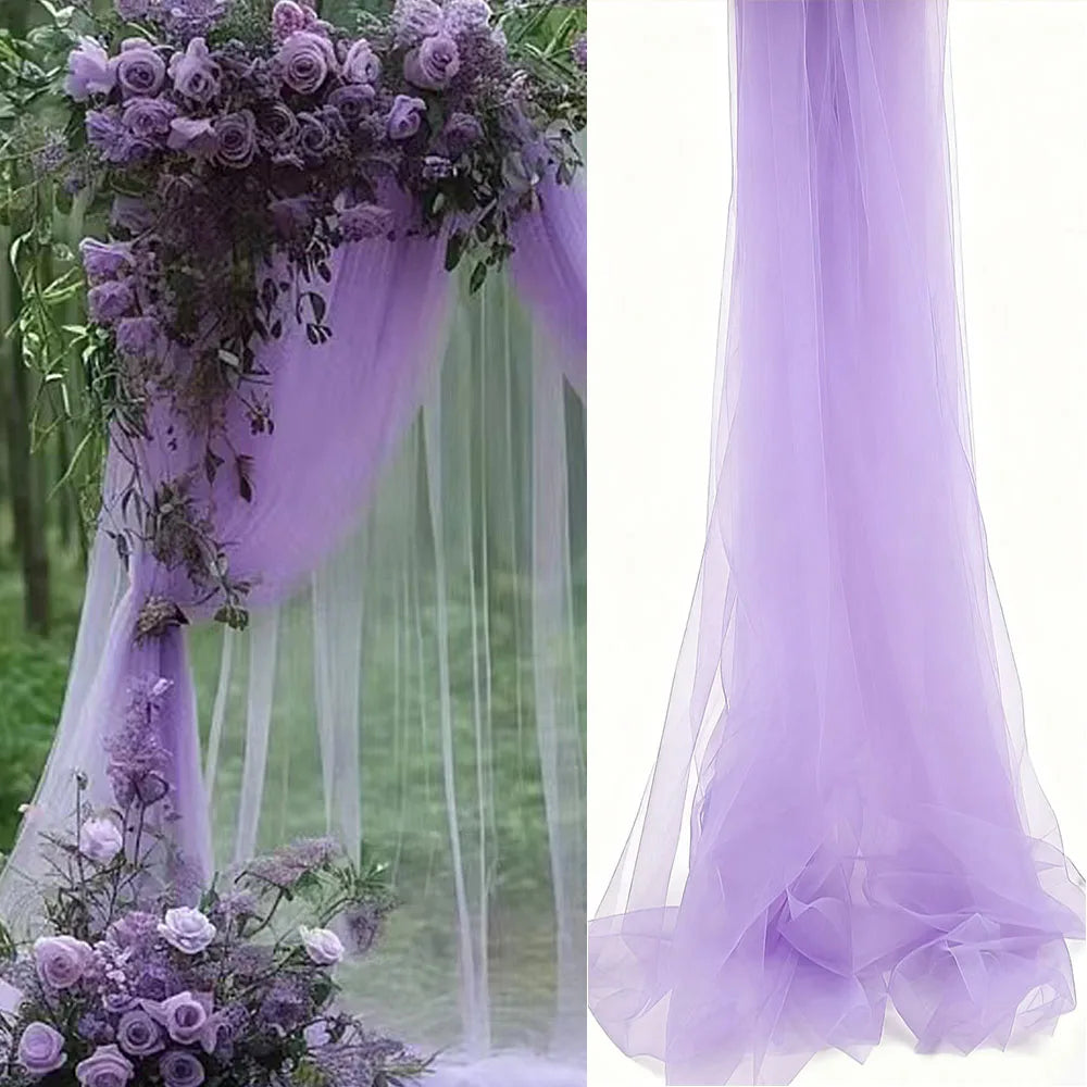 Voilage Blanc Élégant pour Arche de Mariage – Tissu 6M Décoration Cérémonie Chic & Raffinée /75cm X 6M Tull