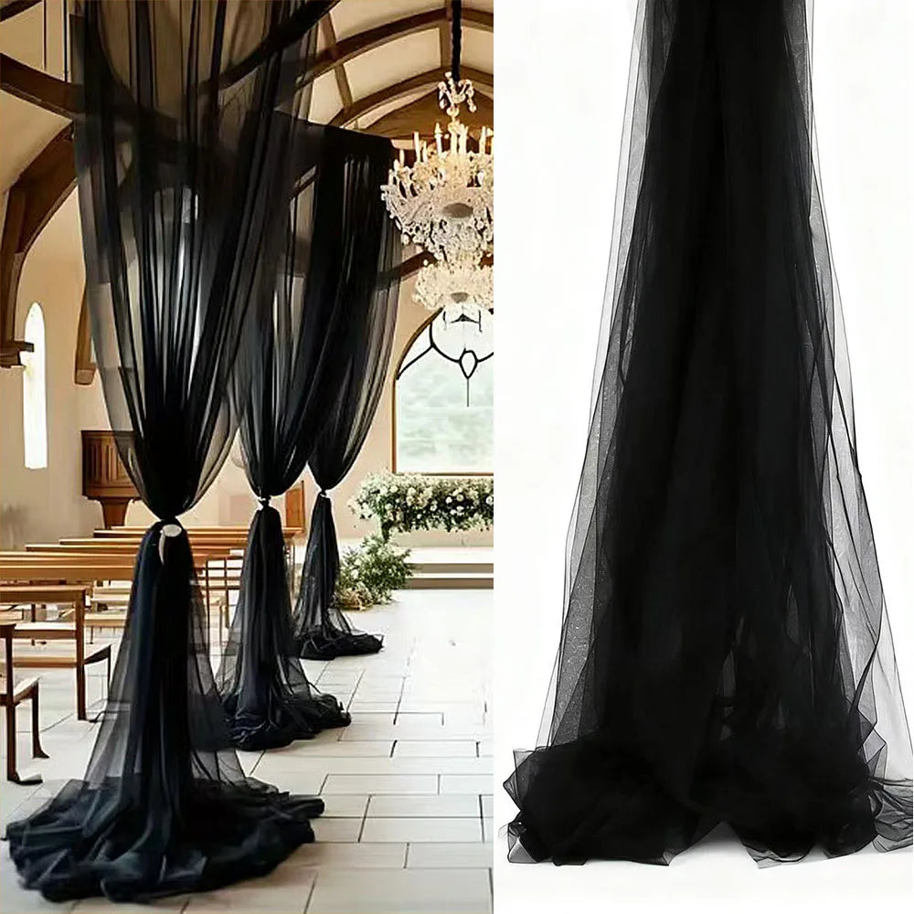 Voilage Blanc Élégant pour Arche de Mariage – Tissu 6M Décoration Cérémonie Chic & Raffinée /75cm X 6M Tull