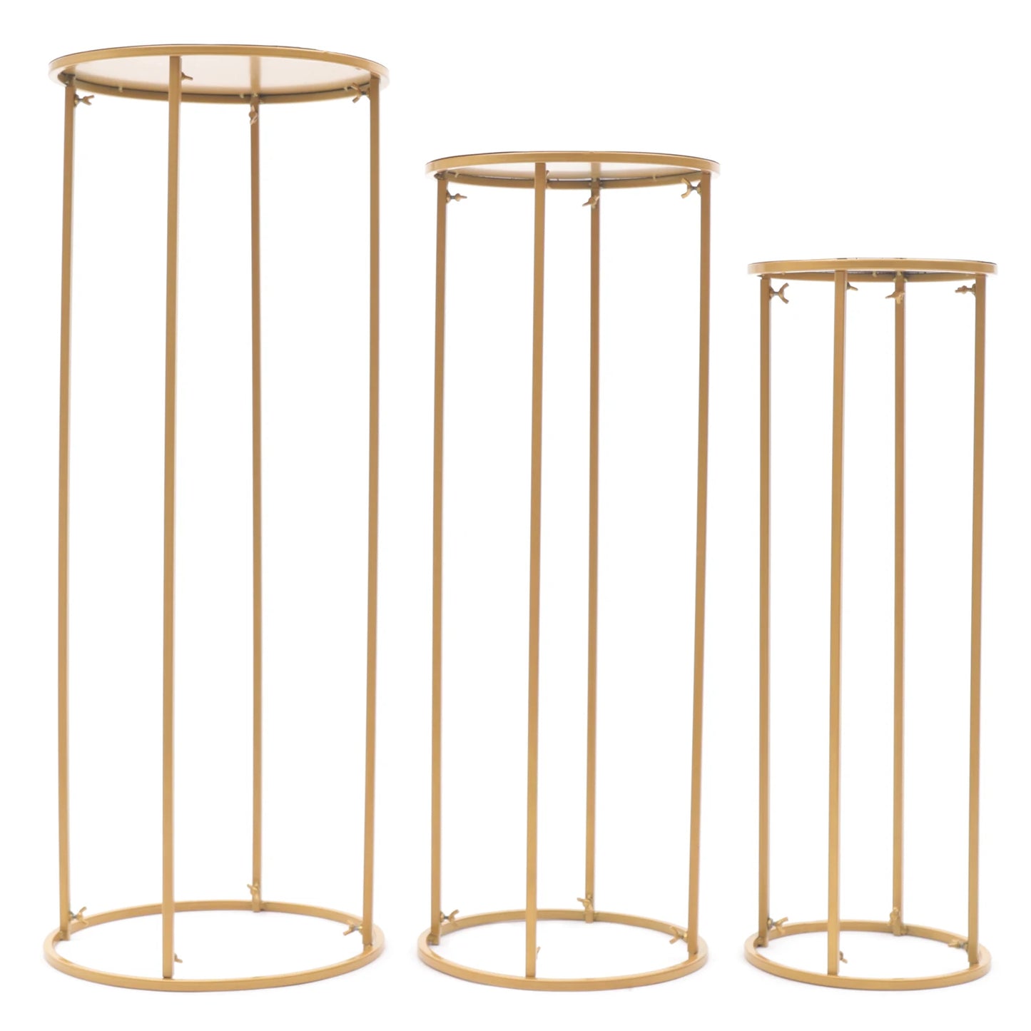 Colonnes Centre de Table Dorées – Lot de 3 Supports Métal Élégants pour Mariage & Événement