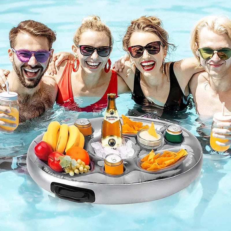 Bar Flottant Gonflable pour Piscine – Plateau Porte-Boissons & Snacks