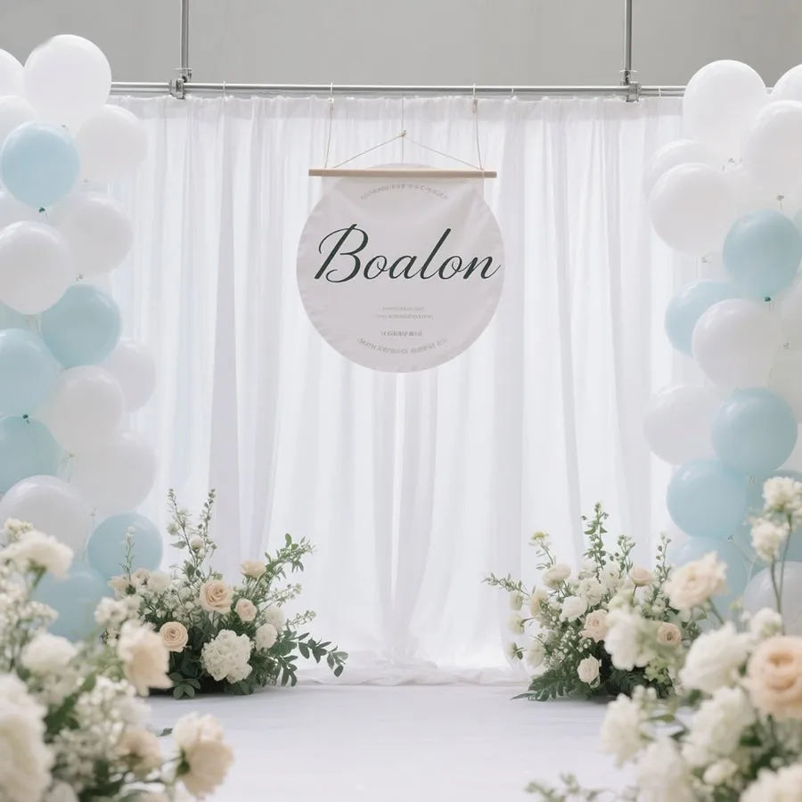 Rideau fond, bac drop mariage, fond blanc, décoration mariage, tissu arche, rideau événement, décoration fête, backdrop photo