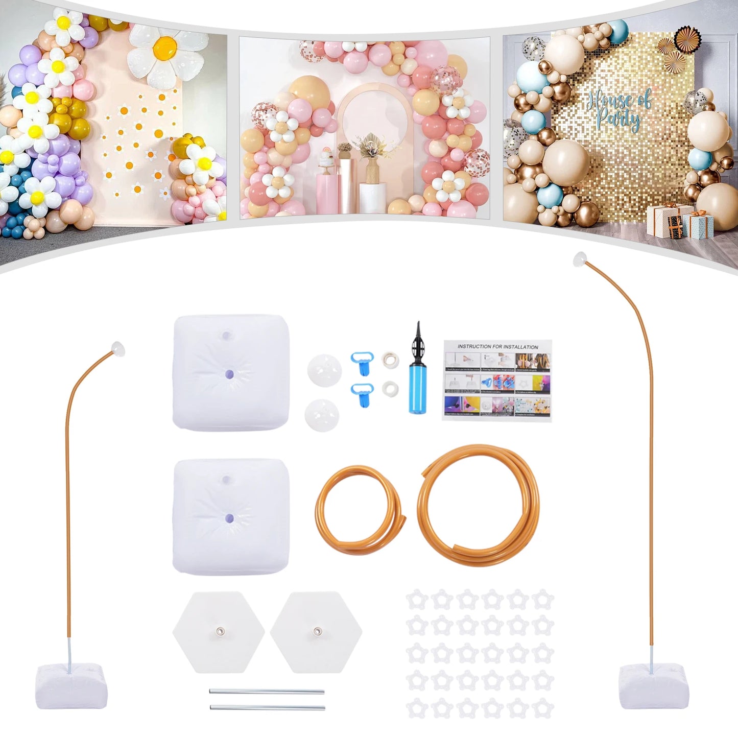 Support Arche Décorative Métal Doré – Kit Chemin de Fleurs 1,5 m+ pour Mariage & Événement