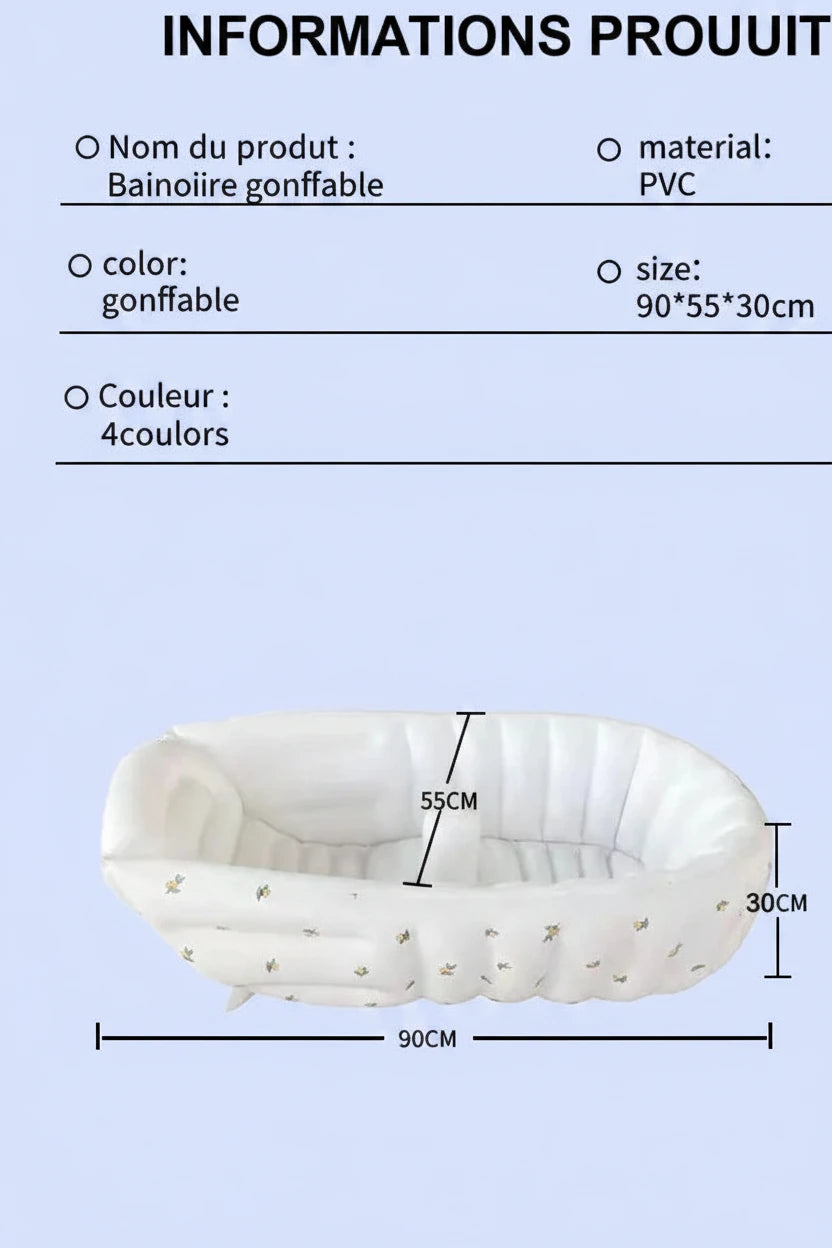 Baignoire Gonflable Bébé Portable – Piscine d’Été pour Nourrissons et Jeunes Enfants