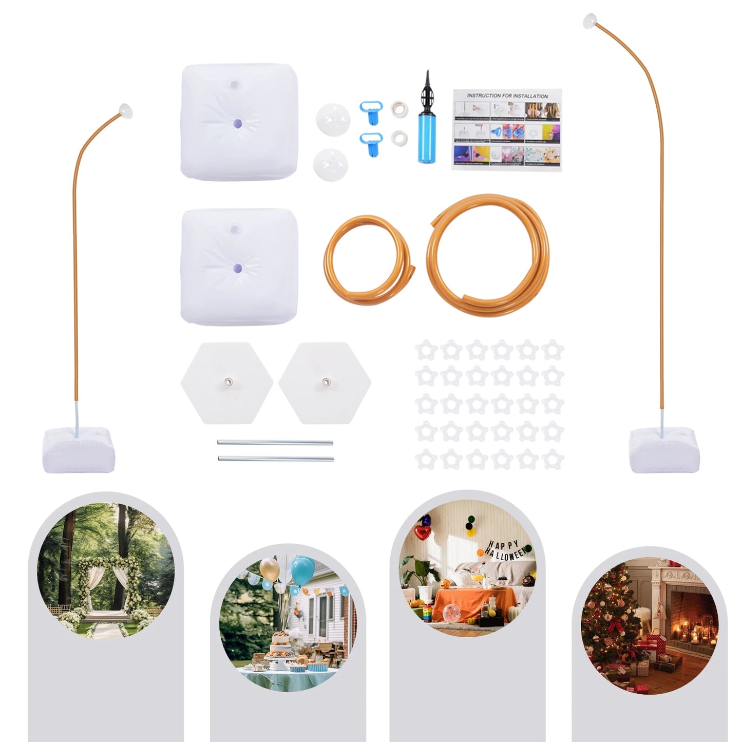 Support Arche Décorative Métal Doré – Kit Chemin de Fleurs 1,5 m+ pour Mariage & Événement