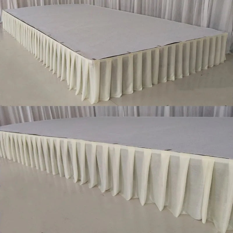White Pleated Table Skirt Wedding Backdrop Curtains for Table Clothes Table Cover Wedding Stage Table Skirting for Event Party