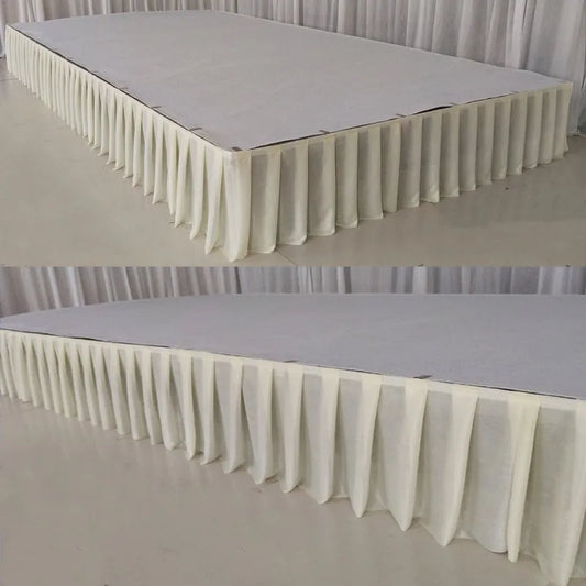 White Pleated Table Skirt Wedding Backdrop Curtains for Table Clothes Table Cover Wedding Stage Table Skirting for Event Party