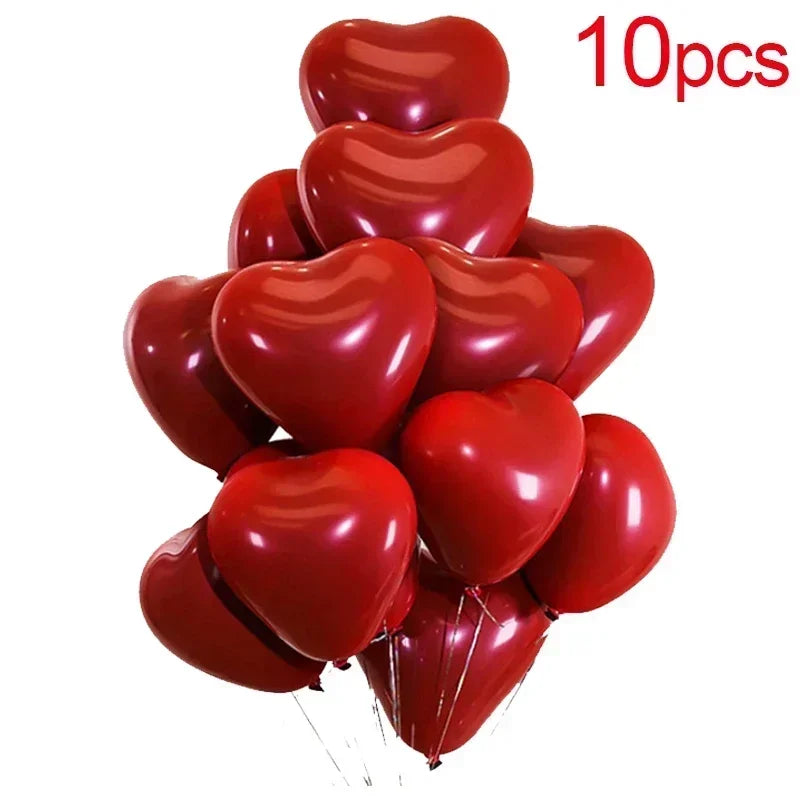 50/100pcs Red Heart Balloons Inflatable Latex Balloon for Valentine Day Wedding Party Anniversary Decoration Supplies Wholesale