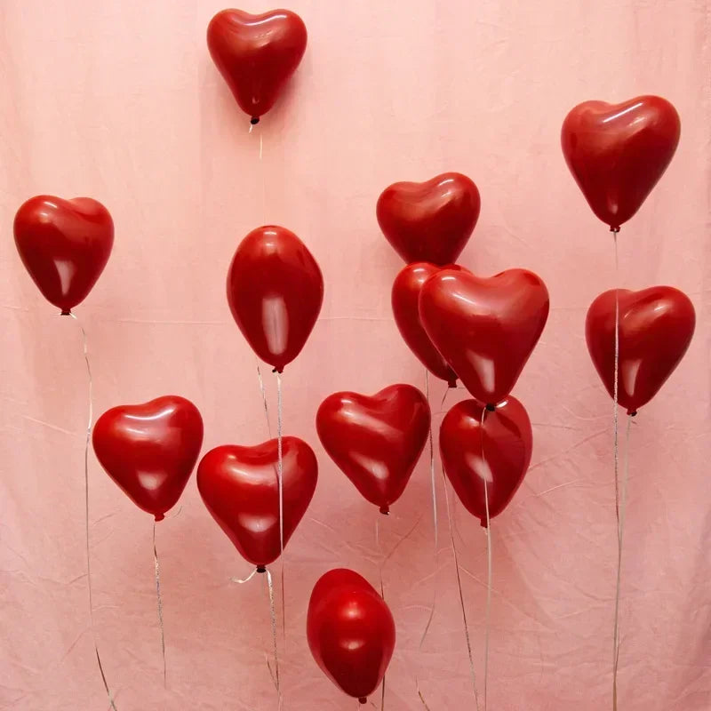 50/100pcs Red Heart Balloons Inflatable Latex Balloon for Valentine Day Wedding Party Anniversary Decoration Supplies Wholesale
